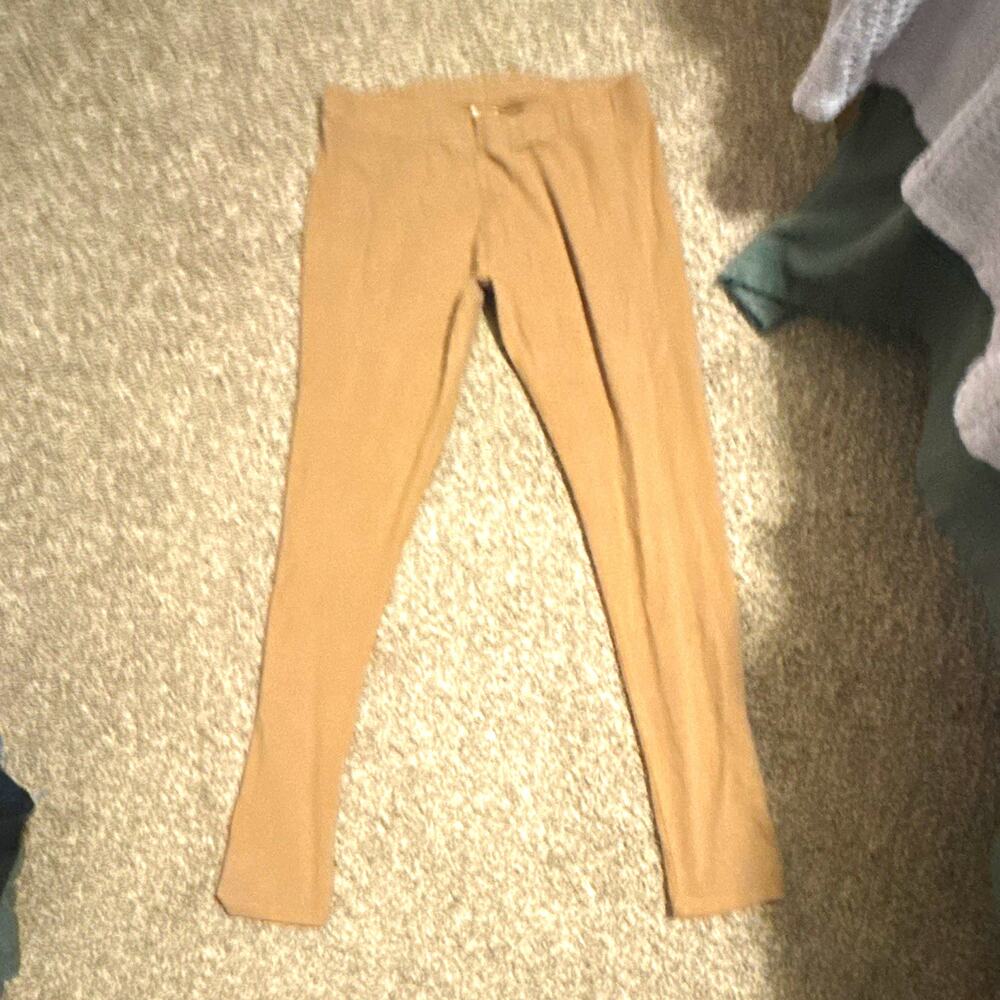 Faded Glory Women's Ankle Leggings Brown Solid Size L Cotton Spandex